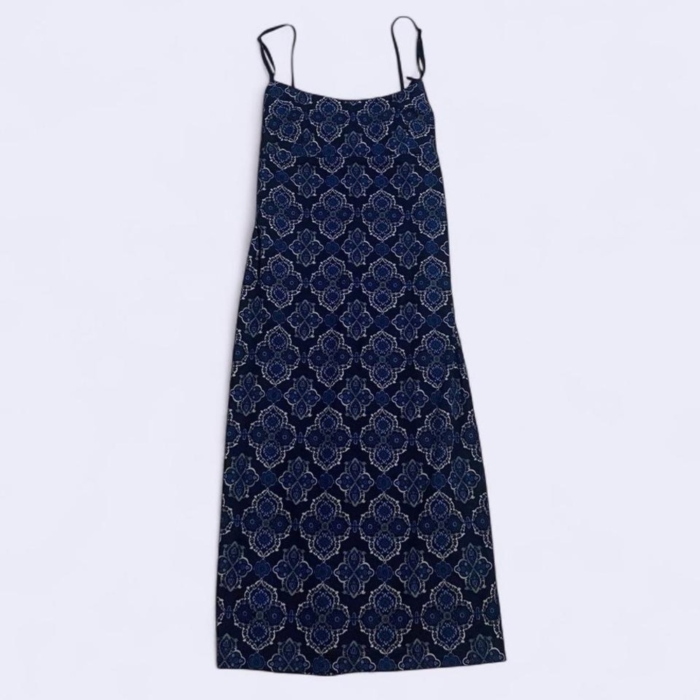 Vintage City Triangles Elegant Navy Blue Patterned Dress
